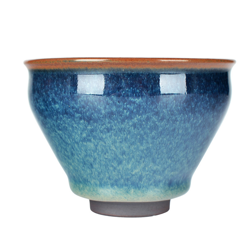 Handmade Sapphire Blue Flared-Mouth Tenmoku Master Tea Cup 2