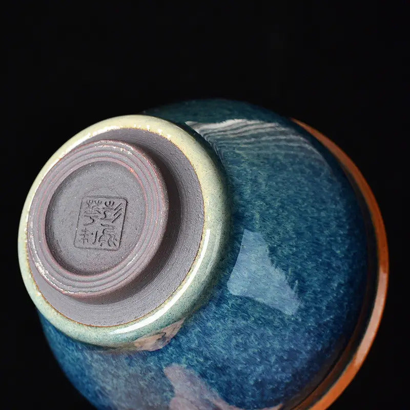 Handmade Sapphire Blue Flared-Mouth Tenmoku Master Tea Cup 5
