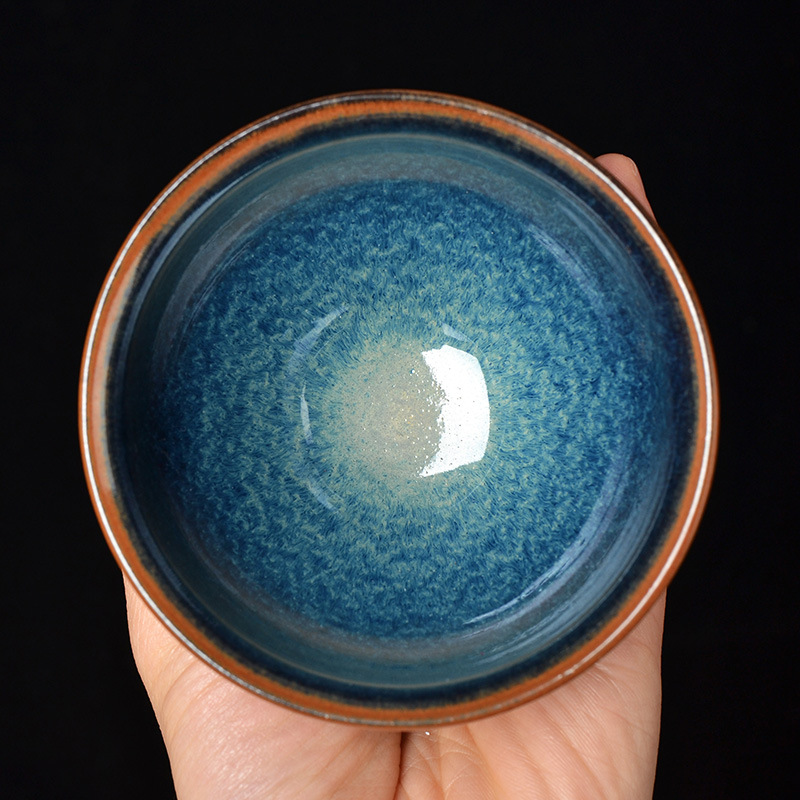Handmade Sapphire Blue Flared-Mouth Tenmoku Master Tea Cup 6