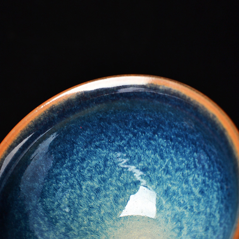 Handmade Sapphire Blue Flared-Mouth Tenmoku Master Tea Cup 7