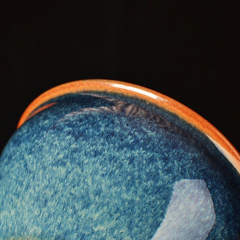 Handmade Sapphire Blue Flared-Mouth Tenmoku Master Tea Cup 8