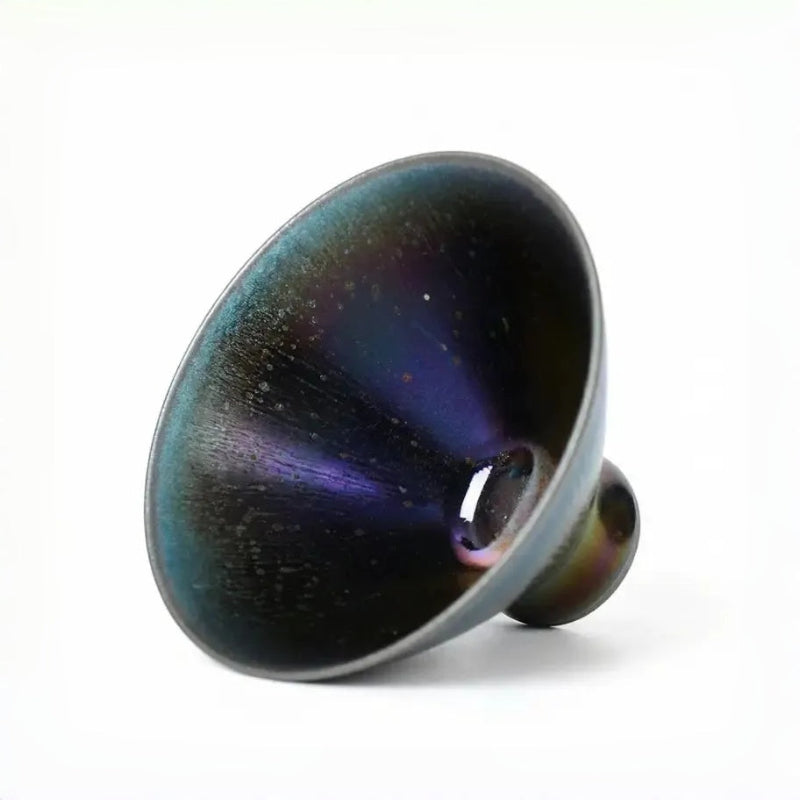 Iridescent Seven-Color Meteor Flared Mouth Tenmoku Tea Cup 1
