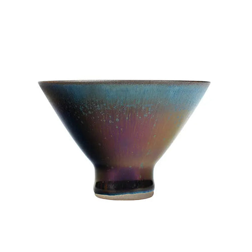 Iridescent Seven-Color Meteor Flared Mouth Tenmoku Tea Cup 2
