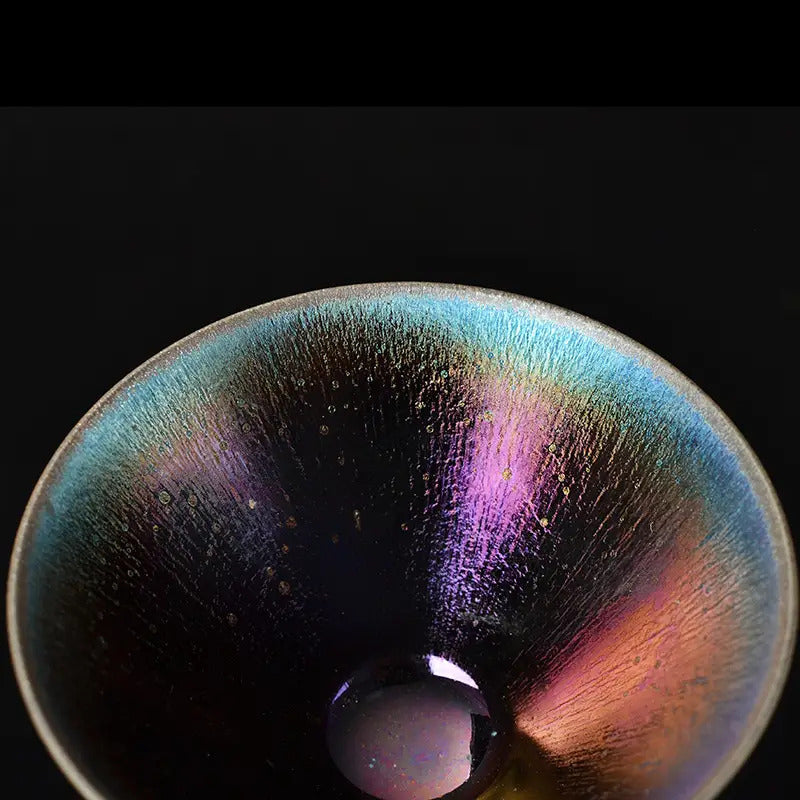 Iridescent Seven-Color Meteor Flared Mouth Tenmoku Tea Cup 8