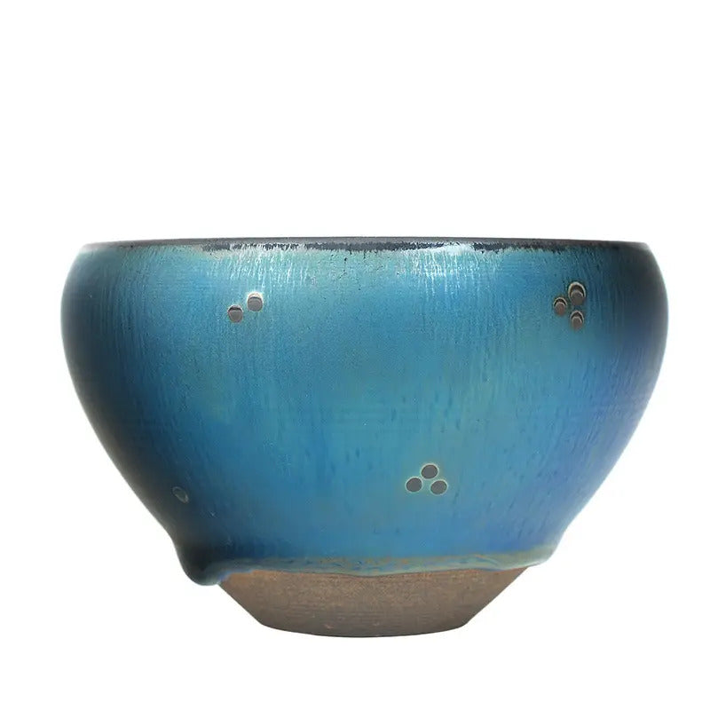 Shining Blue Planet Convergent-Mouth Tenmoku Master Tea Cup 2