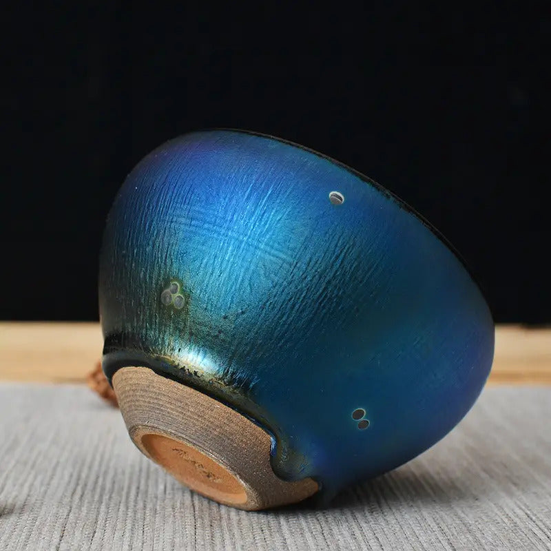 Shining Blue Planet Convergent-Mouth Tenmoku Master Tea Cup 3