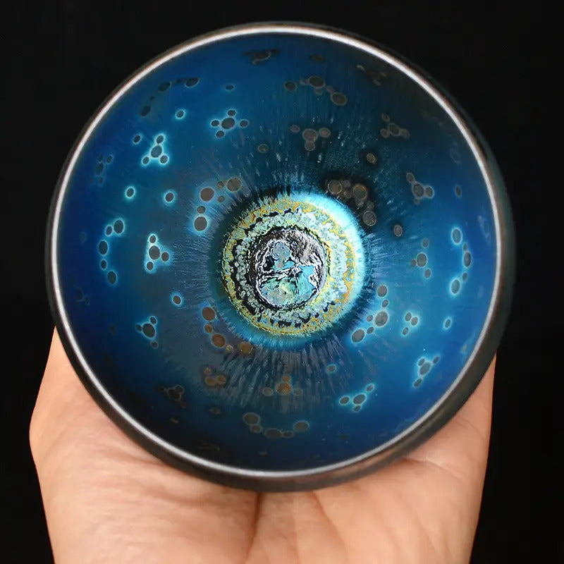 Shining Blue Planet Convergent-Mouth Tenmoku Master Tea Cup 4