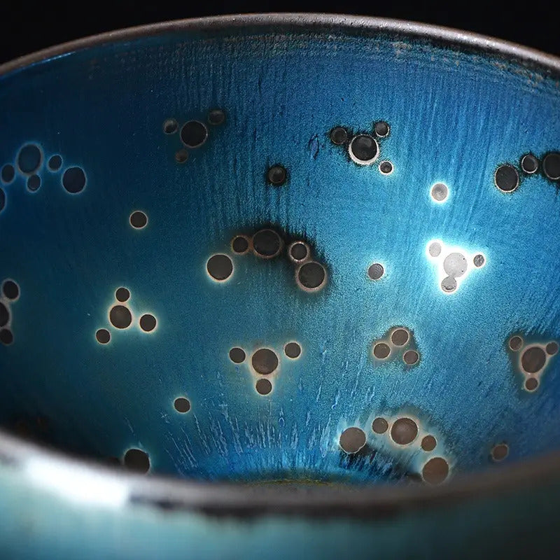 Shining Blue Planet Convergent-Mouth Tenmoku Master Tea Cup 6
