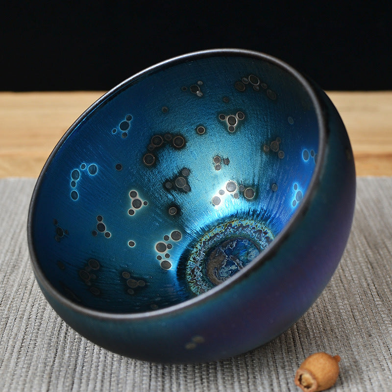Shining Blue Planet Convergent-Mouth Tenmoku Master Tea Cup 7
