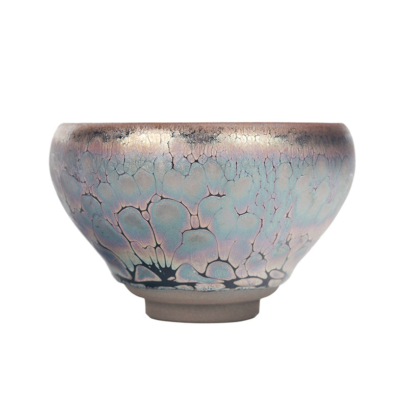Violet Gold Magnolia Oil Spot Tenmoku Tea Cup – Handmade 2