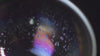 Intricate Tenmoku tea bowl with colorful crystalline spots